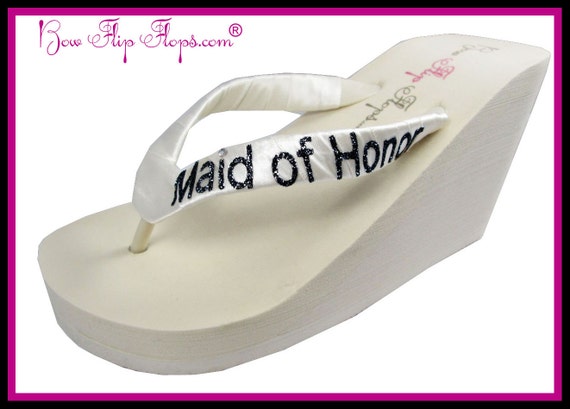 Bridesmaid Flip Flops Wedding Bling Wedge Glitter Ivory White Black ... Bridesmaid Flip Flops Wedding Bling Wedge Glitter Ivory White Black ...