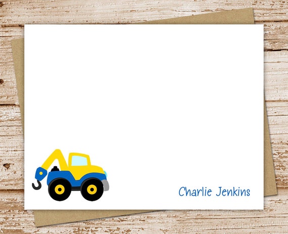 kids stationery . PRINTABLE . tow truck stationary . boys personalized notecards . FLAT note cards . transportation . You Print Il_570xn