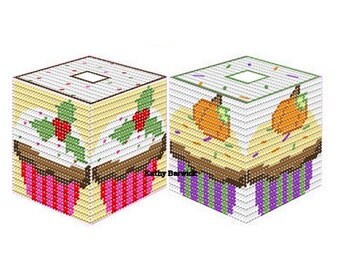 Plastic Canvas Holiday Cupcake TB Covers Instant Download