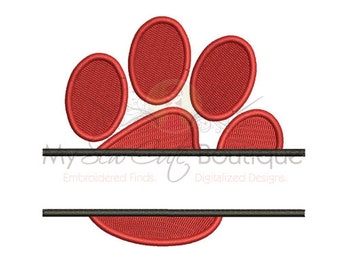 Split Paw Print Embroidery Design - 10 Sizes - Instant Download