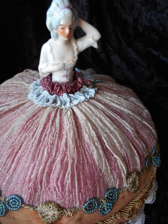 Antique Half Doll Bed Pillow in Shimmering silk by FrenchFolly