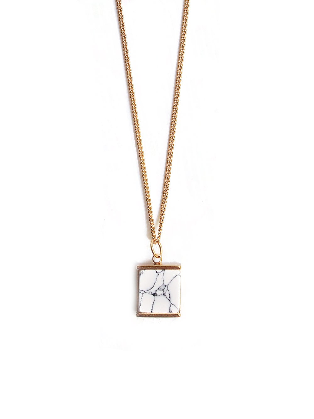 Marble Necklace Natural White Howlite necklace White by redsister