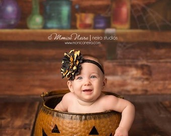 Halloween Headband, Baby Girl Headband, Orange and Black Headband, Girl Halloween, Baby Halloween Headband