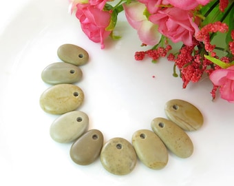 drilled beach stones, Jewelry Supplies, beach pebbles, beach stone necklace, top drilled stone