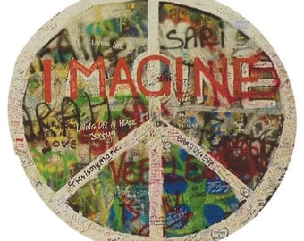 Peace Sign Sticker The Beatles John Lennon Imagine decal round