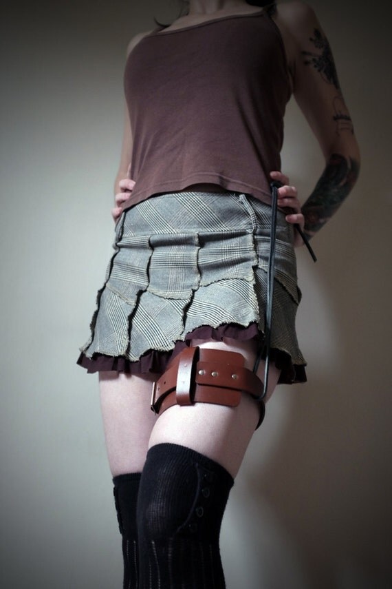 Unisex Leather Garter Belt Brown steampunk burning man