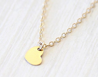 Dainty Thin 14K Gold Filled Heart Necklace // everyday dainty bridesmaid jewelry