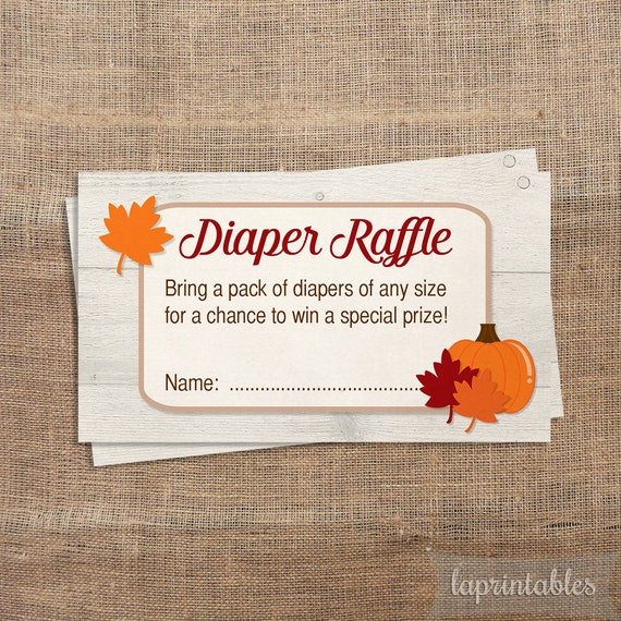 Pumpkin Diaper Raffle Tickets Printable Fall Baby by laprintables