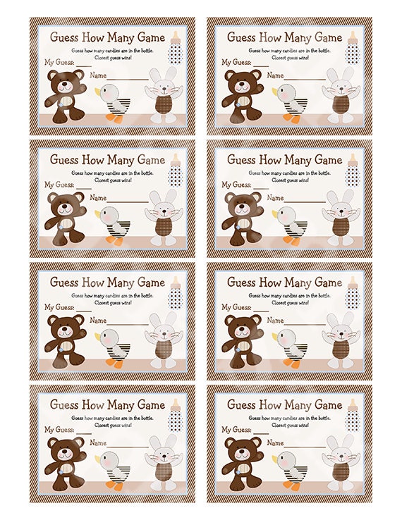 Printable B is for Bear Guess How Many Game
