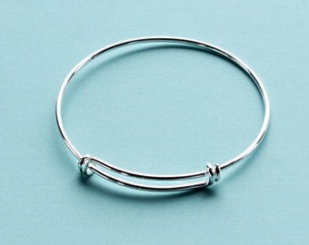 BULK 5 Adjustable Bangle Bracelet Silver Plated Brass High Quality Unique Double Loops - N124