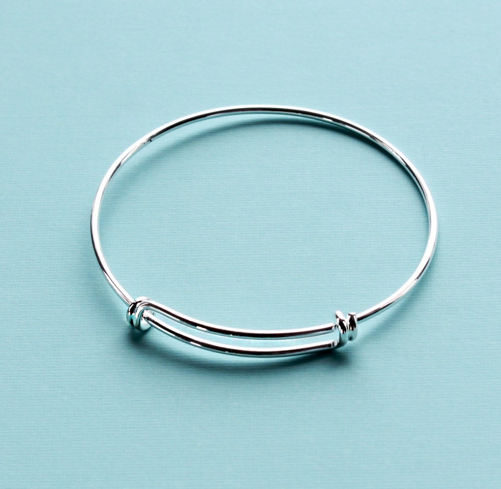 BULK 5 Adjustable Bangle Bracelet Silver Plated Brass High
