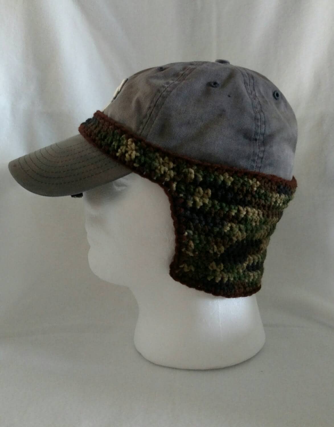 Crochet baseball cap ear warmer camouflage