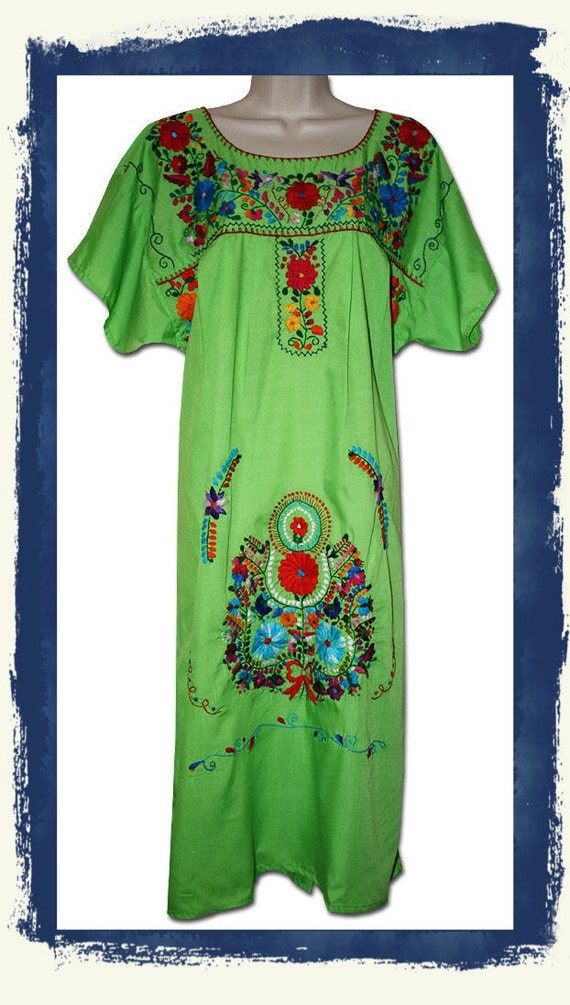 Mexican hand embroidered Peasant Flower Dresses by HandArtShop