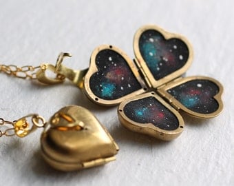 Constellation Star Locket ... Personalised Heart Locket Painted Zodiac