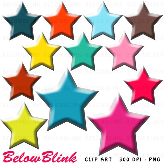 Colorful Stars Clipart Clip Art Digital Scrapbooking Commercial Use ...
