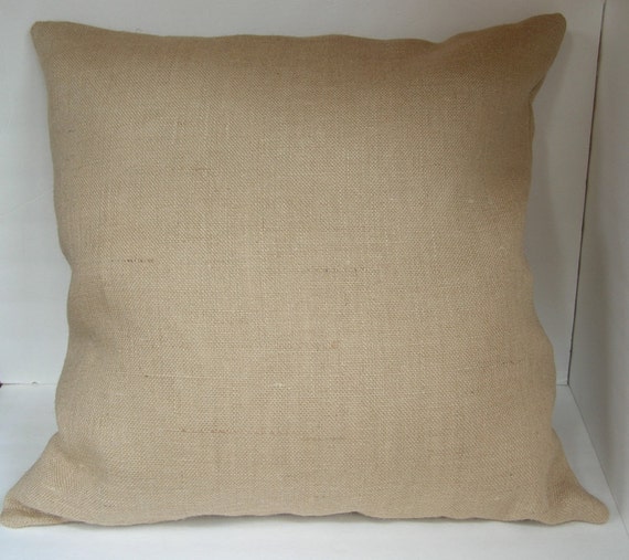 One 1 Beige Burlap Pillow Cover Made to Fit 24 inch Pillow