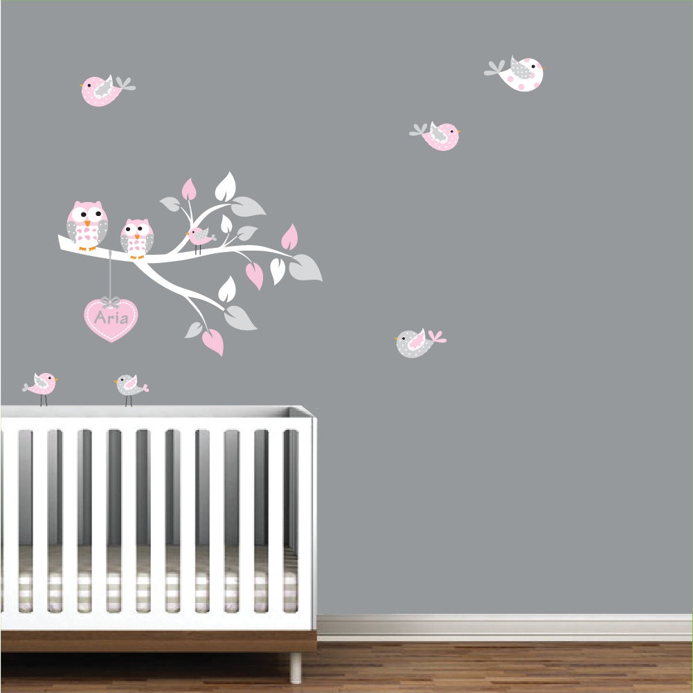 Nursery Wall DecalsBranch Decal with Name Decal Heart Decal