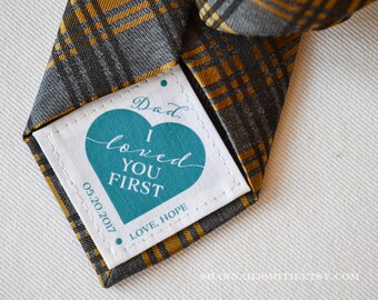 Father of the Bride Tie Patch • Personalized Dad Gift • Gift for Dad • I Loved You First • Suit Label