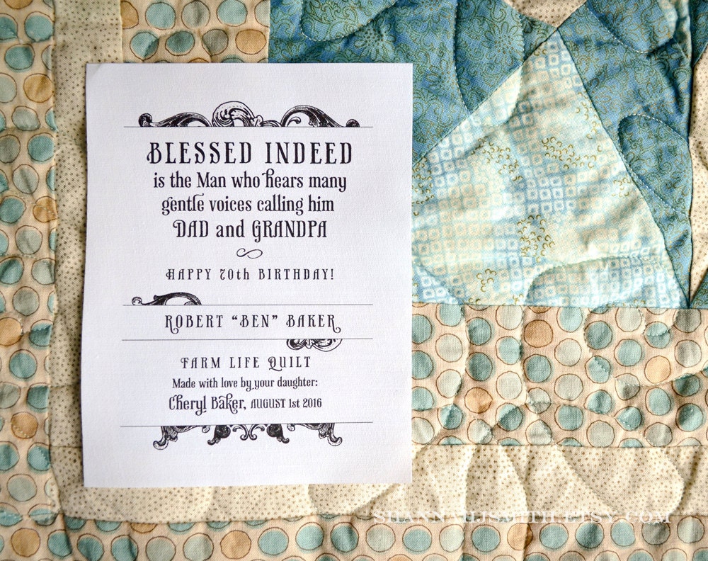 Quilt Label for Dad Grandpa Personalized Birthday Blanket