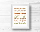 November Subway Wall Art -- Thanksgiving Wall Art, Word Art, Turkey, Fall Leaves, Fall Home Decor, Give Thanks, Printable, Instant Download
