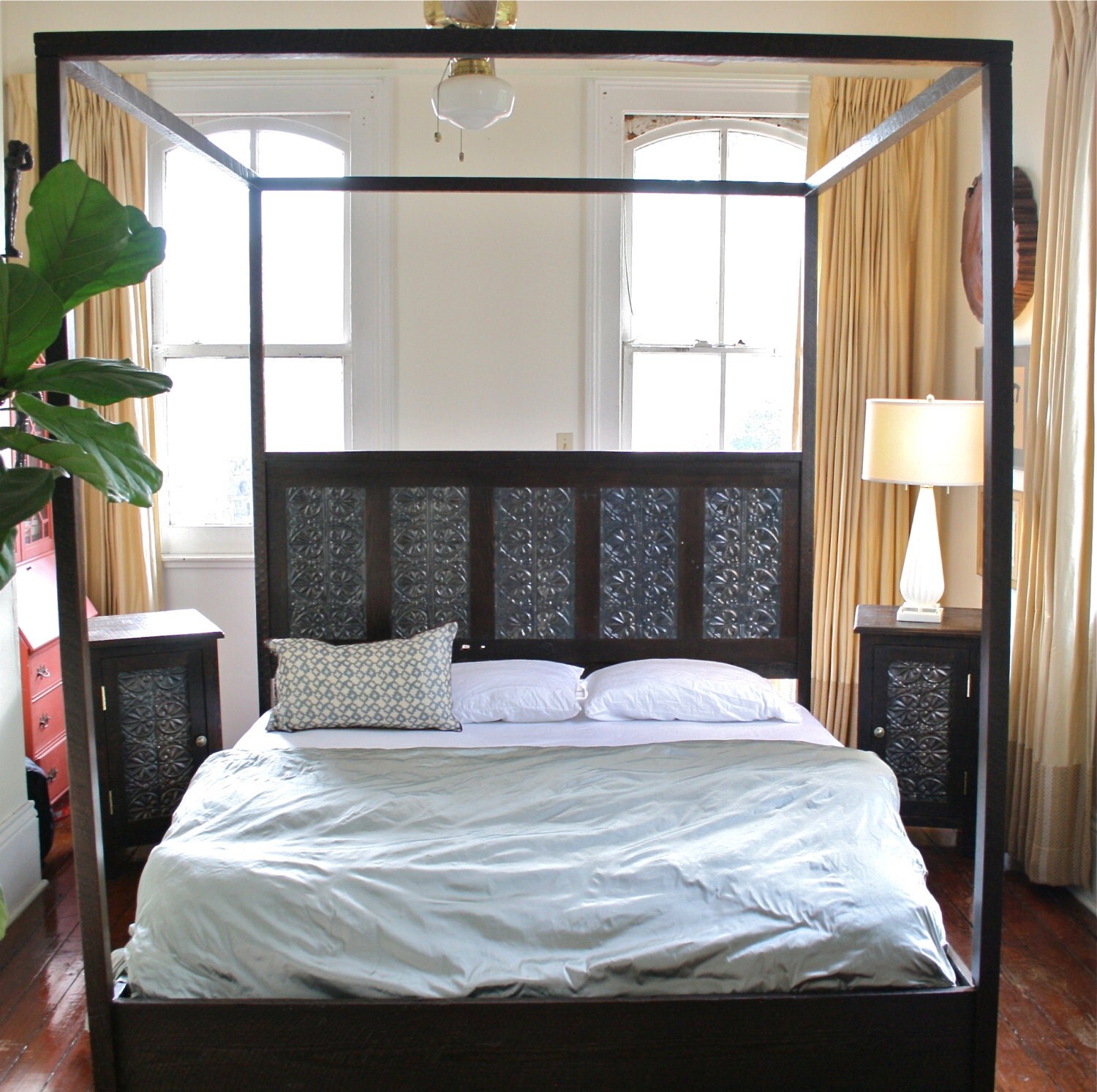 Queen or King Canopy Bed Made from Reclaimed Wood and