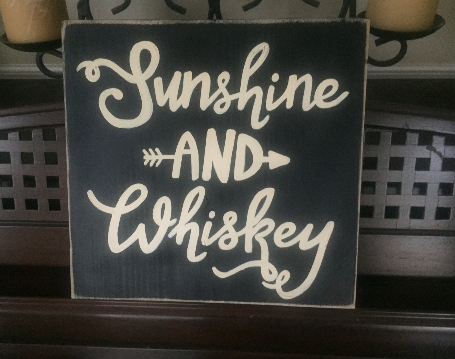 SUNSHINE and WHISKEY Arrow Sign Southern Country Song Lyrics