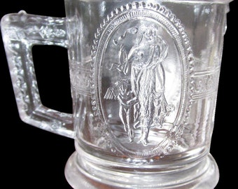 RARE Antique EAPG 1875 Richard Hartley Flint Glass Co Cupid and Venus Toothpick/child's toy mug cup,charming glass,Shabby Chic,tabletop