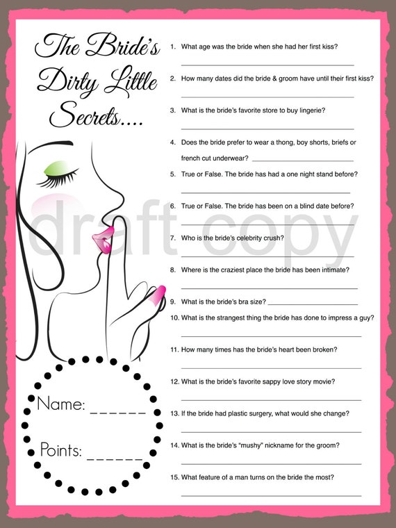 Items similar to Bride Trivia Dirty Little Secrets