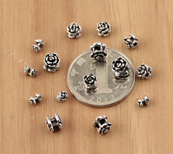 925 sterling silver rose beads sterling silver rose Thai