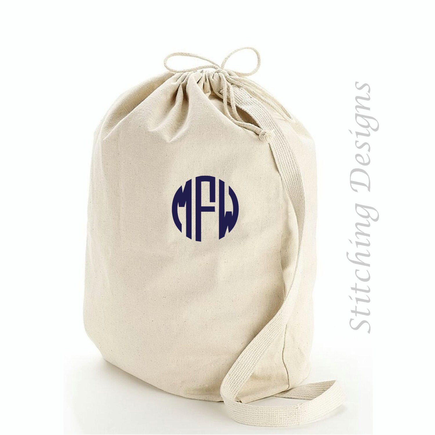 Monogram Laundry bag Heavy canvas embroidered Laundry Bag