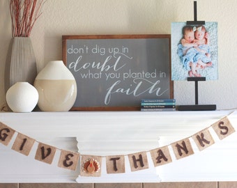 Thanksgiving Banner - Give Thanks Banner - Thanksgiving Decor - Thanksgiving Burlap Banner - Give Thanks Bunting - Happy Thanksgiving