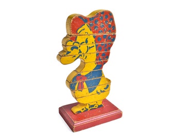 vintage antique wooden mother goose puzzle, wood toy, great graphics, nursery decor, from Elizabeth Rosen