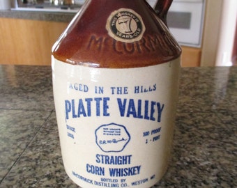 Vintage McCormick Platte Valley Whiskey Crock / Jug -1950's