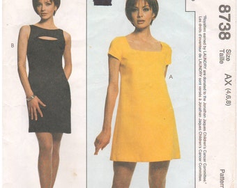 1997 - McCalls 8738 Sewing Pattern Sizes 4/6/8 Laundry Shelli Segal Fitted Dress Darts Sleeveless Keyhole