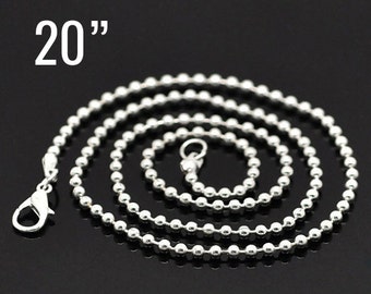 48 Silver Ball Chain Necklaces - WHOLESALE - 2.4mm - 20" Long - Ships IMMEDIATELY from California - CH502c