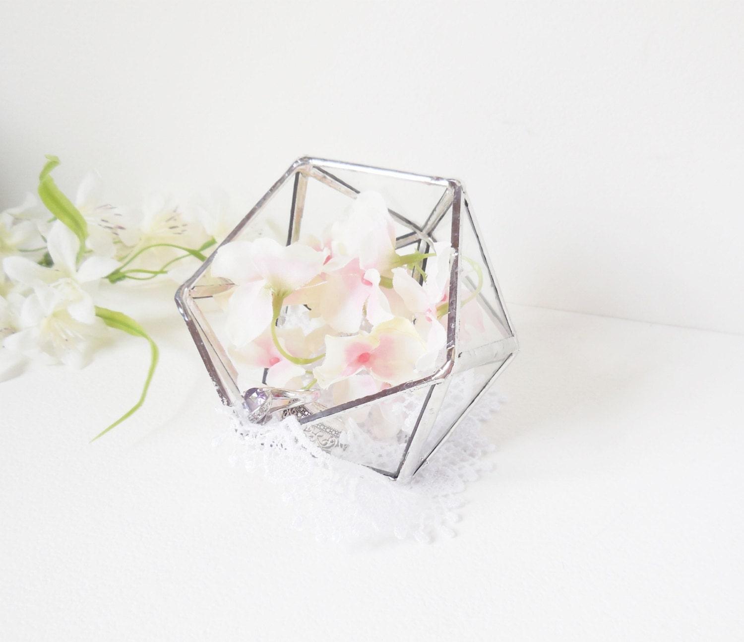 Glass Terrarium Ring Bearer Wedding Ring Box Clear Glass