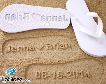 Custom Wedding Flip Flops - Personalized Name Sandals for Wedding Party, Guests, Bride & Groom *check size chart before ordering*