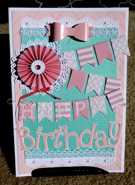 birthday handmade 3d greeting card with 3d embellishments