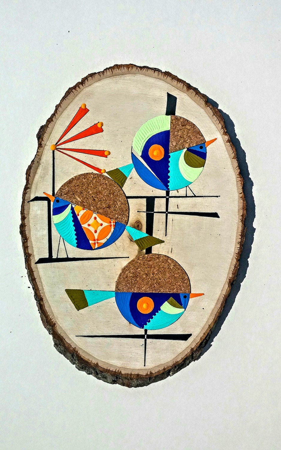 Mid Century Modern bird Painting On Basswood Charley Harper