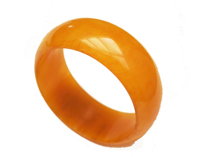 Vintage Bakelite Bangle - Marbled Dark Orange Mustard yellow bracelet