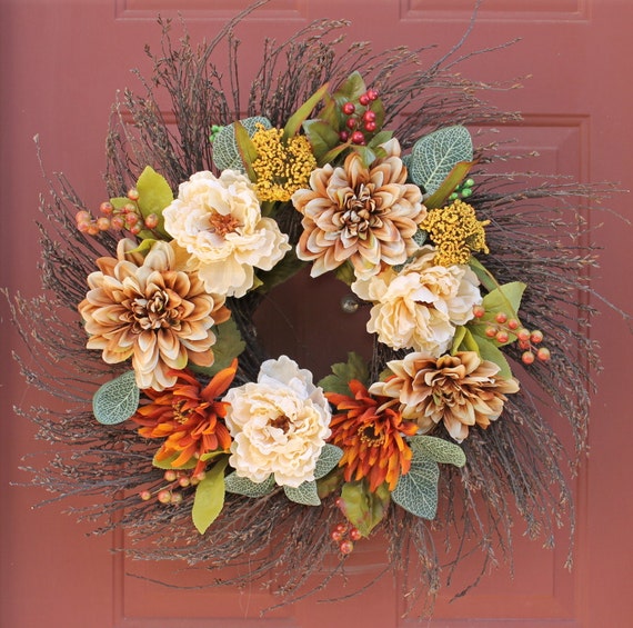 Willow Wreath Rust And Cream By Silkeleganceflorals On Etsy