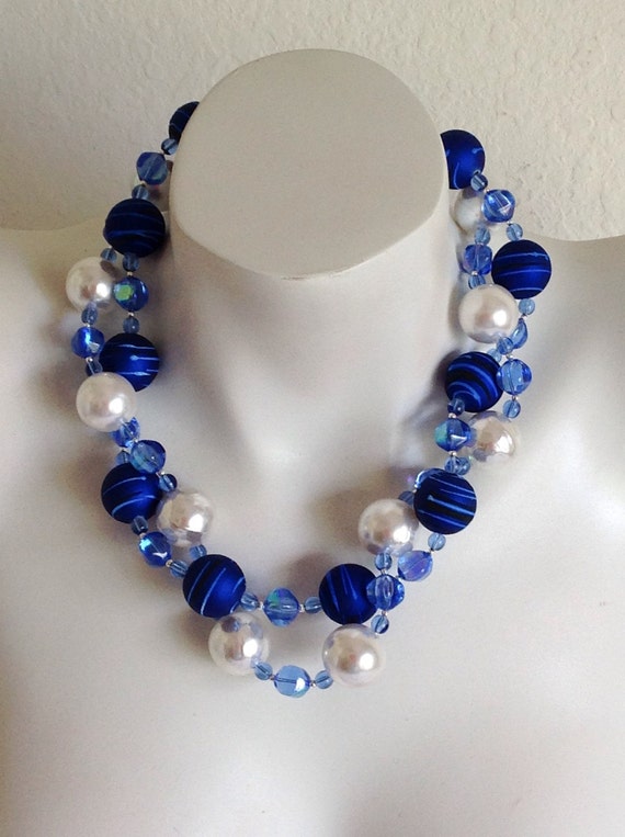 LIA Blue Moon Beaded Chunky Multi Strand by LiaJewelryDesigns