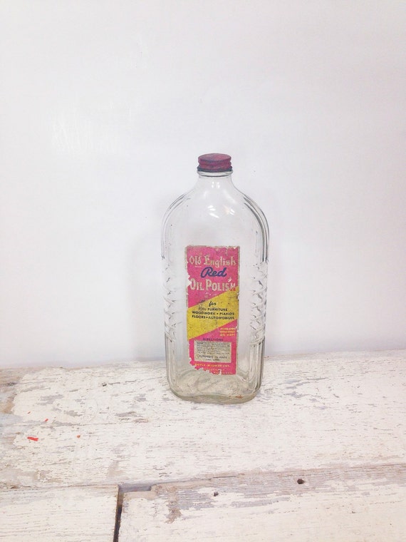 Vintage Old English Red Oil Polish Bottle