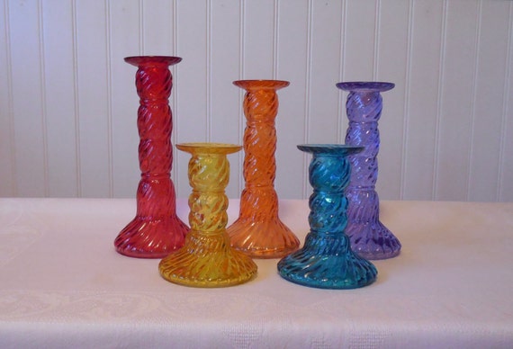 5 Colored Glass Candle Holders Glass By OrangeZebraDesigns   Il 570xN.809475004 Pyur 