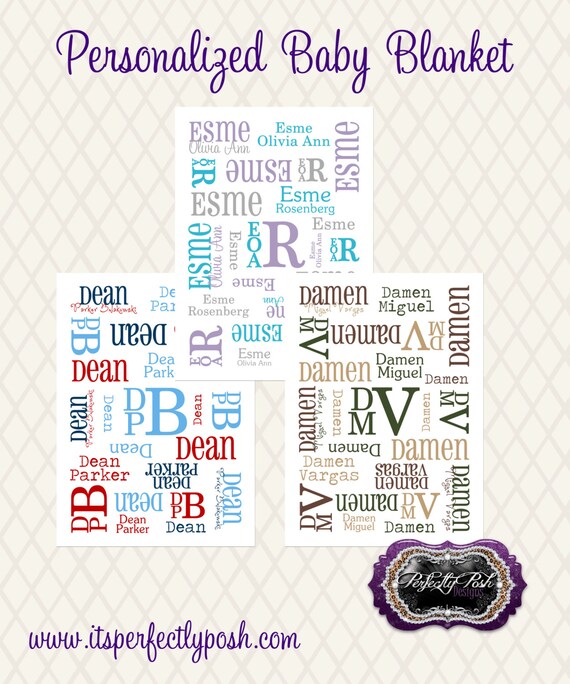 Personalized Baby Blanket Monogrammed with Stacked Initials
