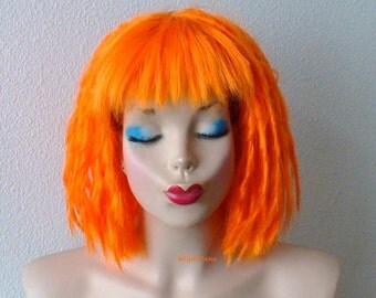 Cosplay wig. Orange dreadlocks hairstylewig. Orange hair wig. Short orange wig. Cosplay wig. Costume wig. Adult Halloween Costume wig.