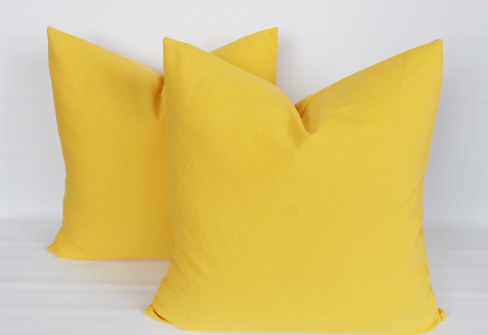 SET 2/ Solid Yellow pillowYellow Decorative pillow Yellow