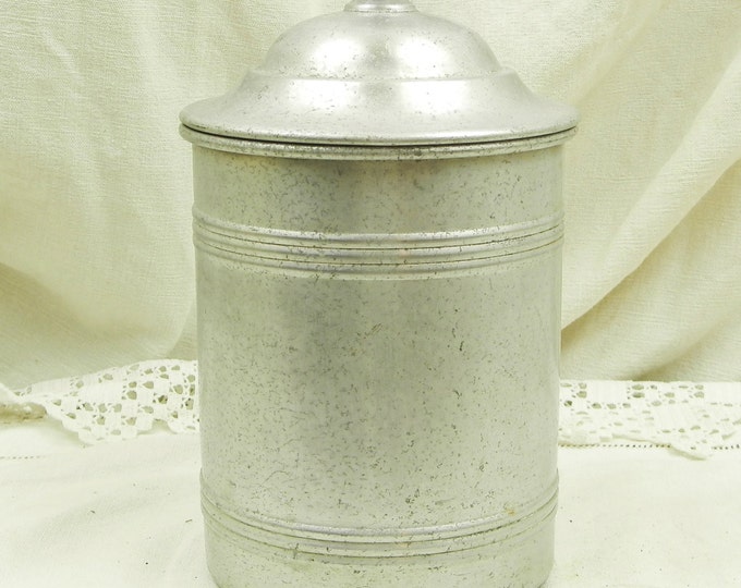 Antique French White Metal Canister / Sucre / Sugar/ French Country Decor / Kitchen / Cottage Chic Retro Vinatge Home Interior Design / Home