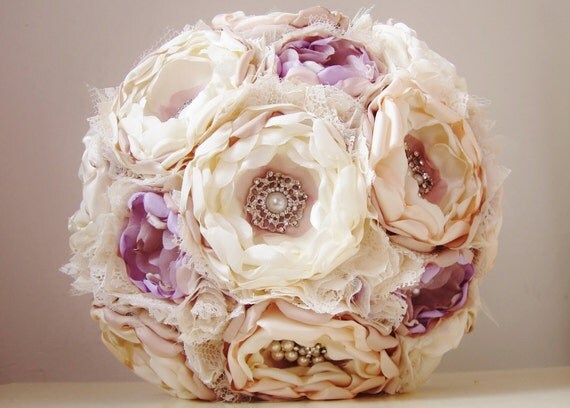 Reserved Listing - Custom Fabric Brooch Bouquet by bouquets4love