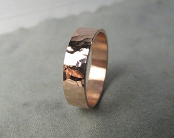 Hammered Copper Ring Hammered Ring Handmade Made to Size Thick Ring Engraving Options